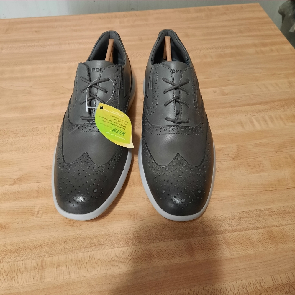Rockport Wingtip Oxford Shoes Mens 8M greyTotal Motion new in box